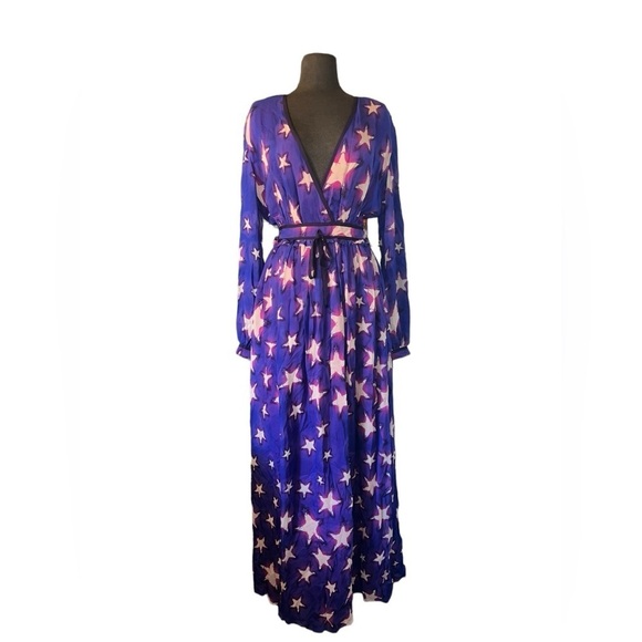JUST CAVALLI BY ROBERTO CAVALLI - Star Print Maxi Dress Sz 40 / 8 US - Picture 2 of 10